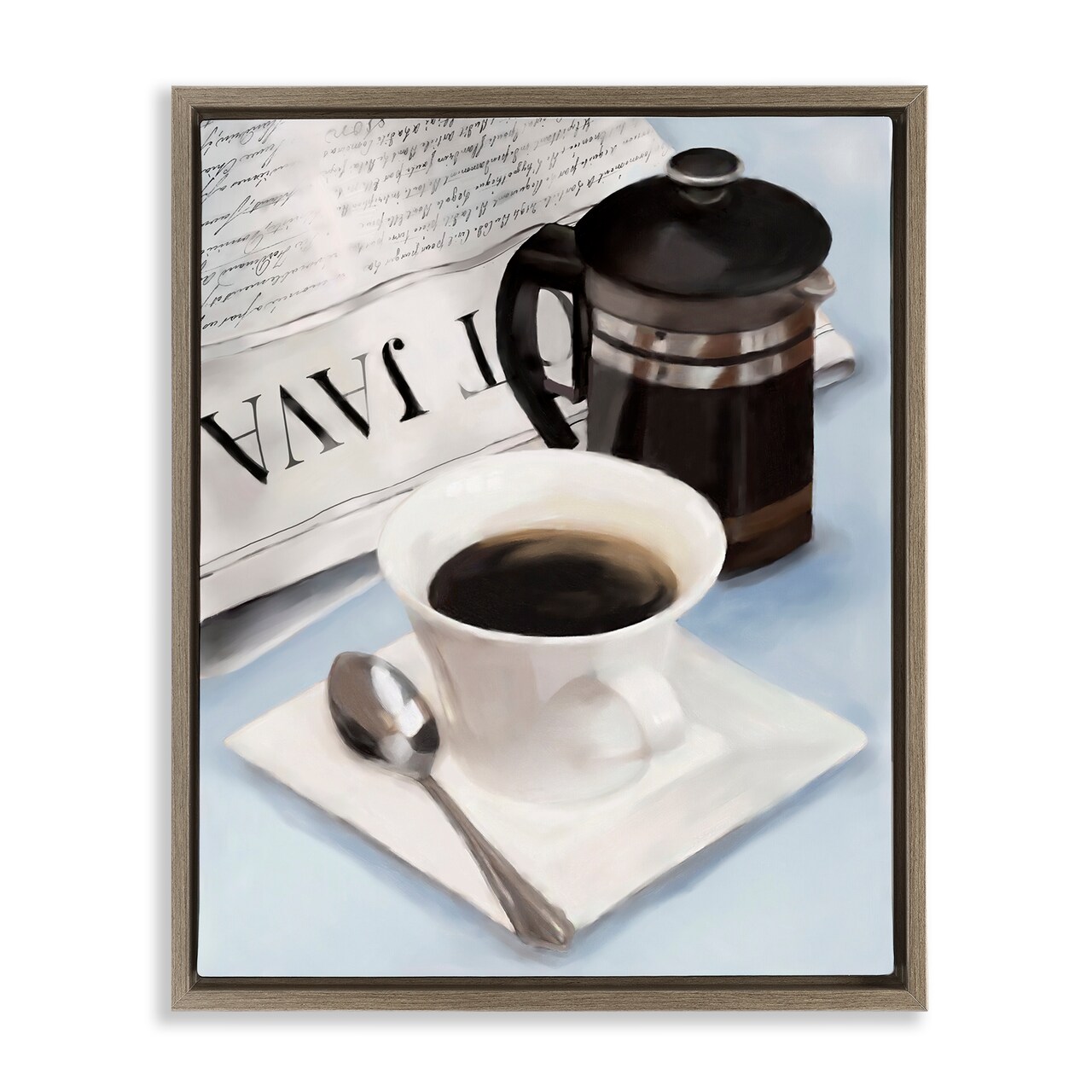 Stupell Industries Black Coffee & Newspaper Floating Frame By Carol Robinson